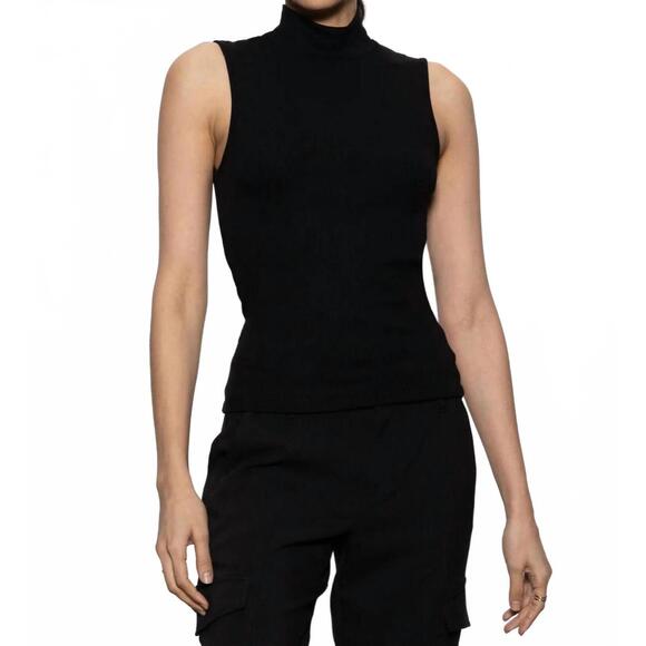 NEW SANCTUARY essential sleeveless mock neck tank in black - Picture 1 of 2